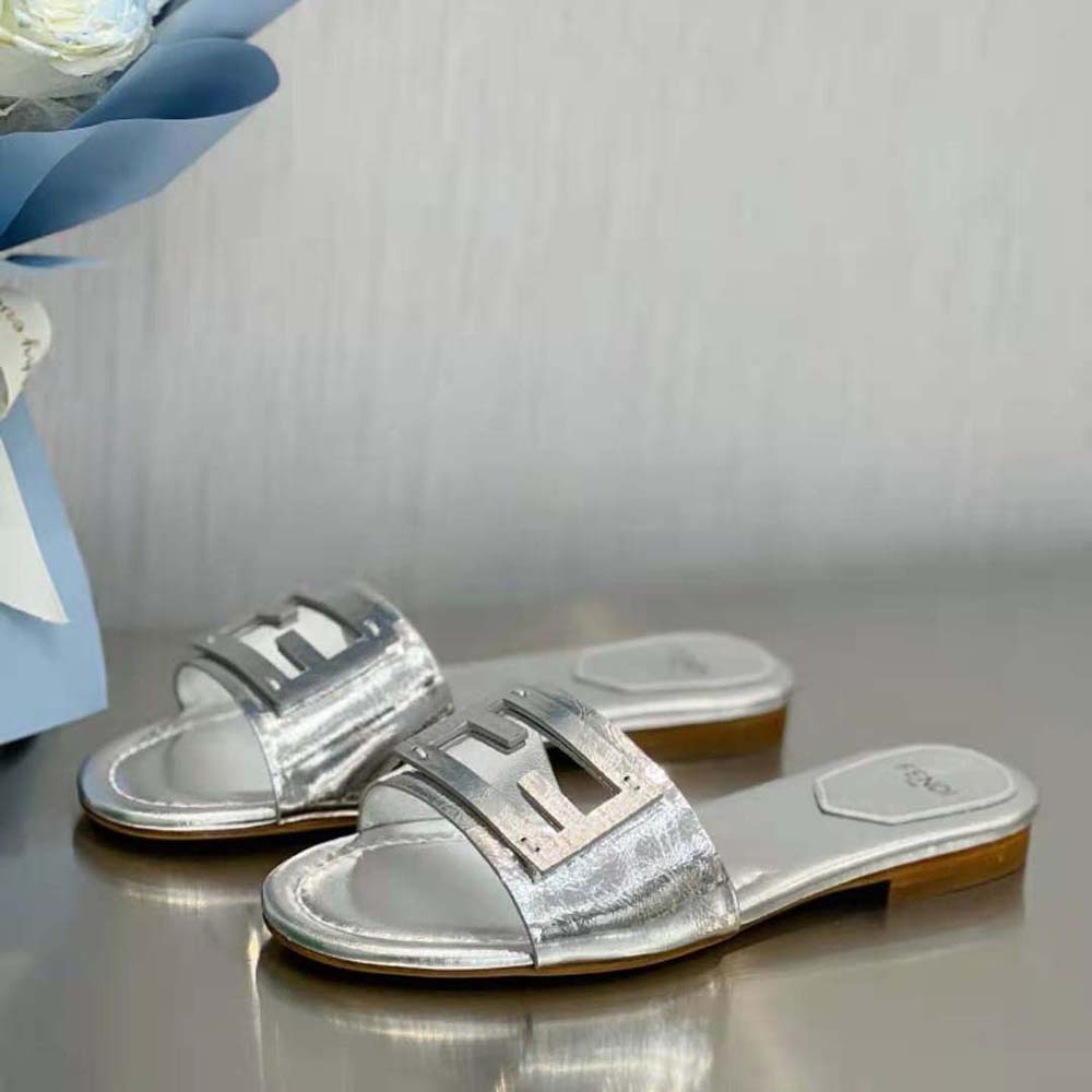 fendi silver slides