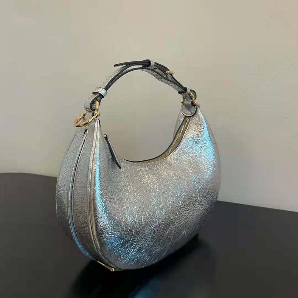 Fendi First Small Silver Laminated Clutch - shop online on klueles