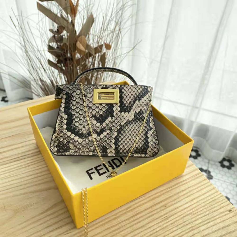 Fendi Women Nano Peekaboo Charm Brown Python Charm 2 Fendi Women Nano Peekaboo Charm Brown Python Charm - Image 2