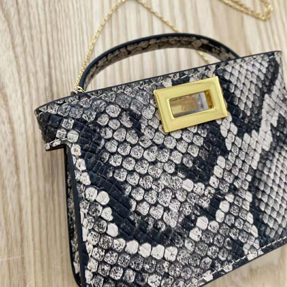 Fendi Women Nano Peekaboo Charm Brown Python Charm 4 Fendi Women Nano Peekaboo Charm Brown Python Charm - Image 4