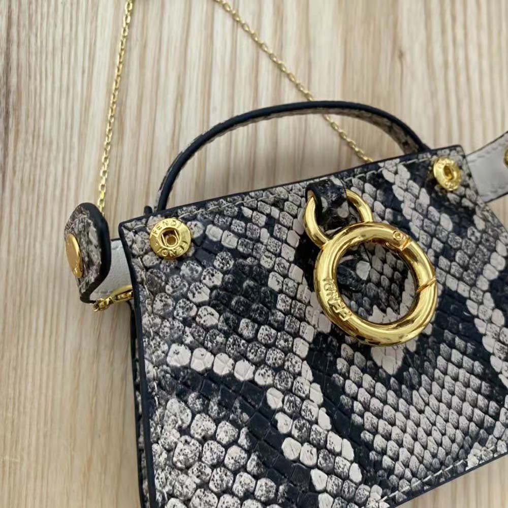 Fendi Women Nano Peekaboo Charm Brown Python Charm 5 Fendi Women Nano Peekaboo Charm Brown Python Charm - Image 5