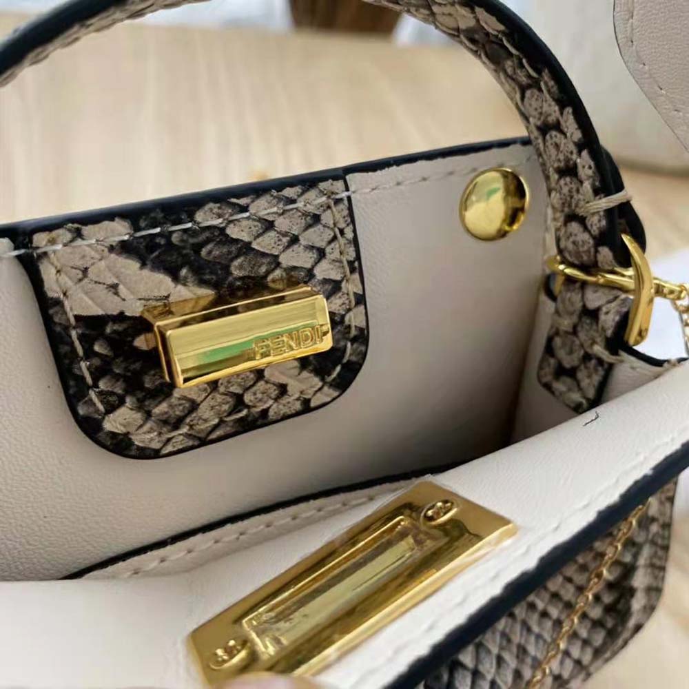 Fendi Women Nano Peekaboo Charm Brown Python Charm 6 Fendi Women Nano Peekaboo Charm Brown Python Charm - Image 6