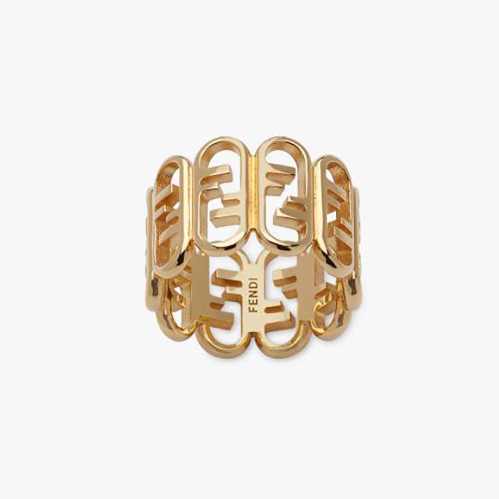 Fendi Women O Lock Earrings Gold-Colored Earrings in Bronze and Zircon
