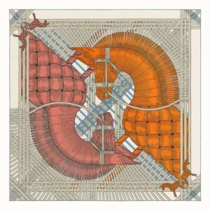 Hermes Women Masan and Masan Scarf 90 with Hand-Rolled Edges-Silver