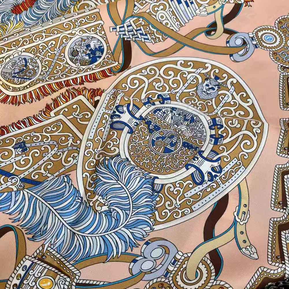 Hermes Women Sous L Egide De Mars Wash Scarf 90-Orange 7 Hermes Women Sous L Egide De Mars Wash Scarf 90-Orange - Image 7