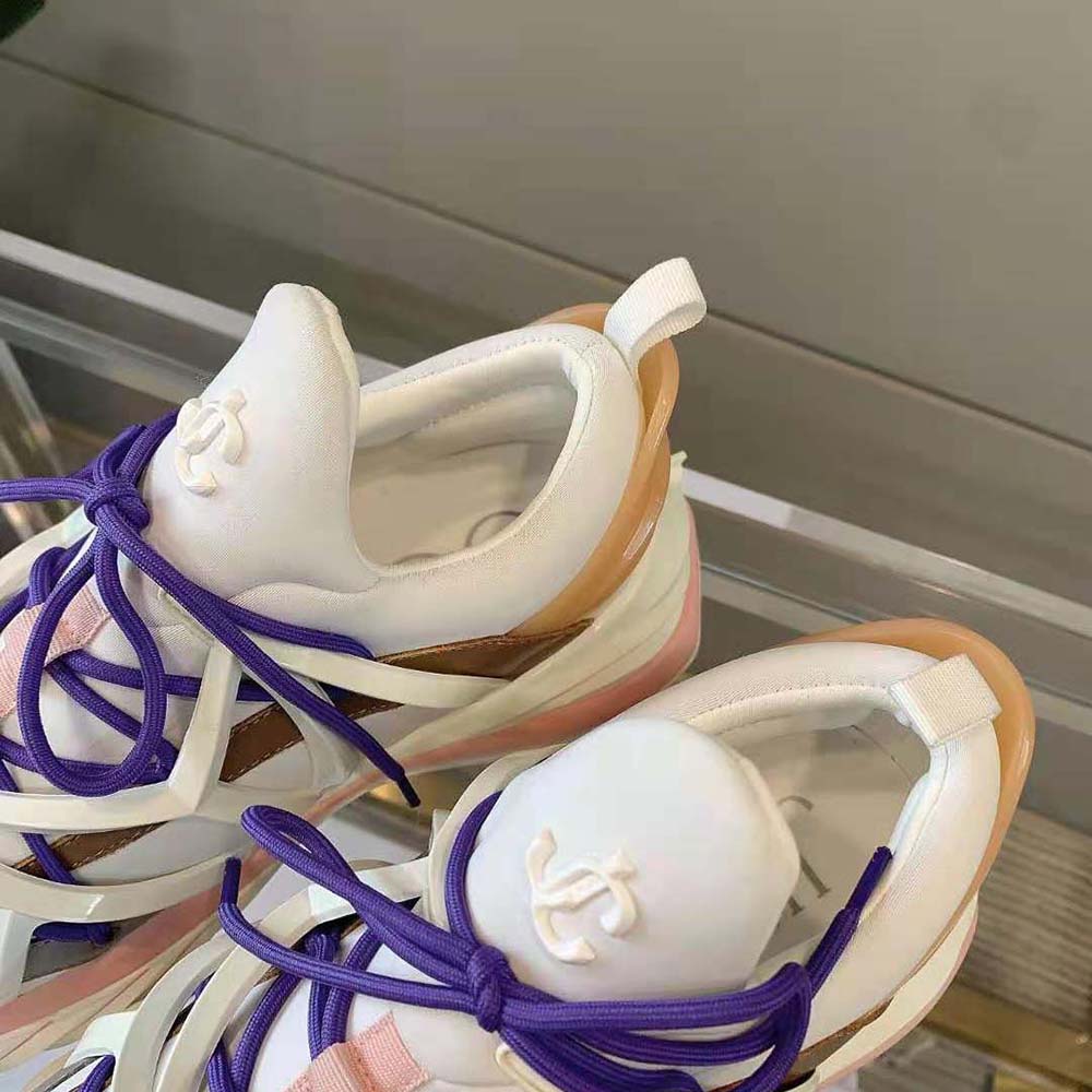Jimmy Choo Women Cosmos/F White and Ballet Pink Leather and Neoprene Low-Top Trainers 7 Jimmy Choo Women Cosmos/F White and Ballet Pink Leather and Neoprene Low-Top Trainers - Image 7