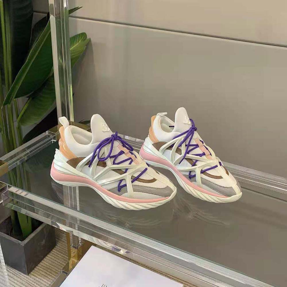 Jimmy Choo Women Cosmos/F White and Ballet Pink Leather and Neoprene Low-Top Trainers 3 Jimmy Choo Women Cosmos/F White and Ballet Pink Leather and Neoprene Low-Top Trainers - Image 3