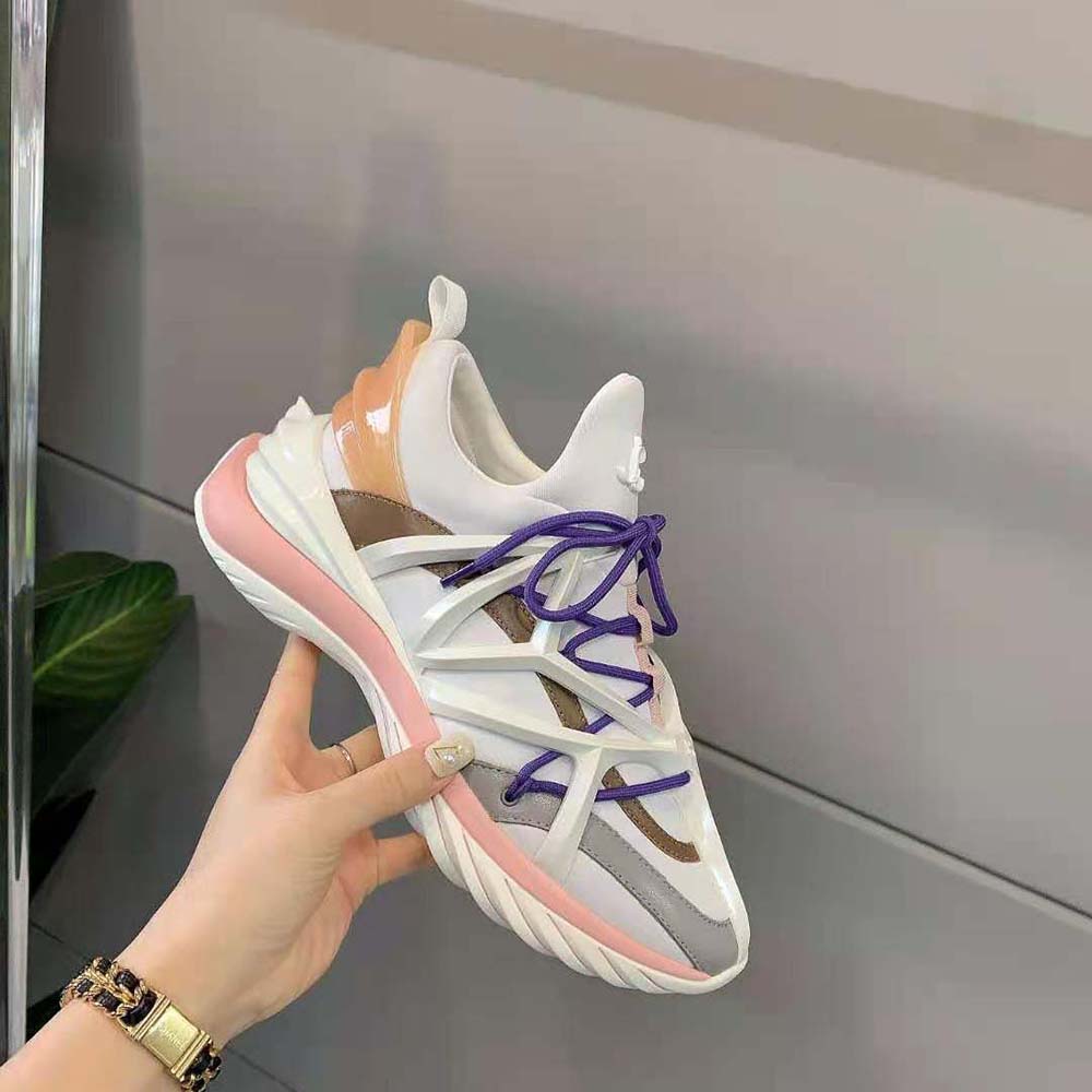 Jimmy Choo Women Cosmos/F White and Ballet Pink Leather and Neoprene Low-Top Trainers 5 Jimmy Choo Women Cosmos/F White and Ballet Pink Leather and Neoprene Low-Top Trainers - Image 5
