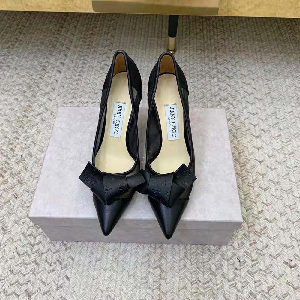 Jimmy Choo Women Lani 100 Black Mesh 