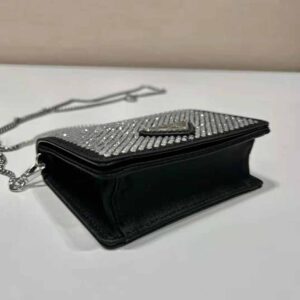 Womens Wallets and Card Holders | Prada Cardholder with shoulder strap and  crystals • Bierzohub