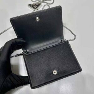 Prada Crystal Card Holder with Chain black