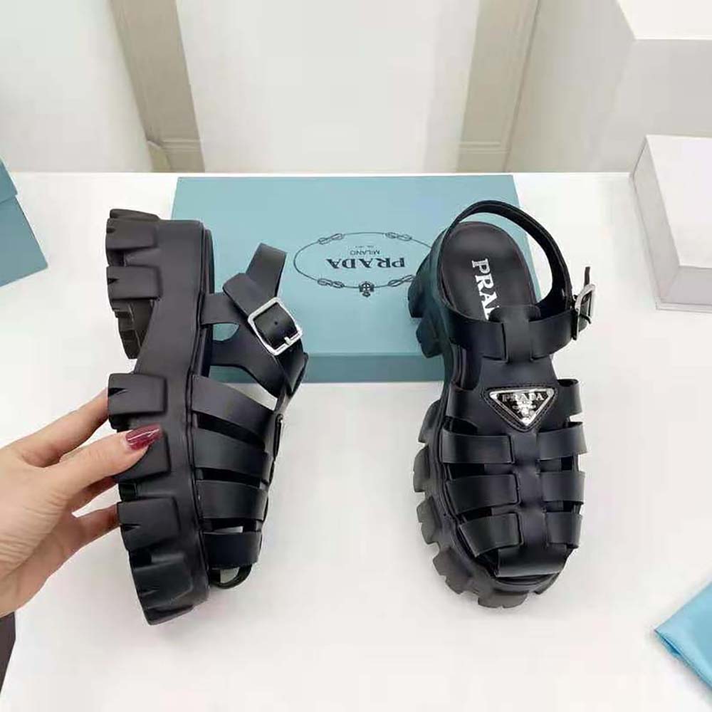 Rubber sandals in black - Prada