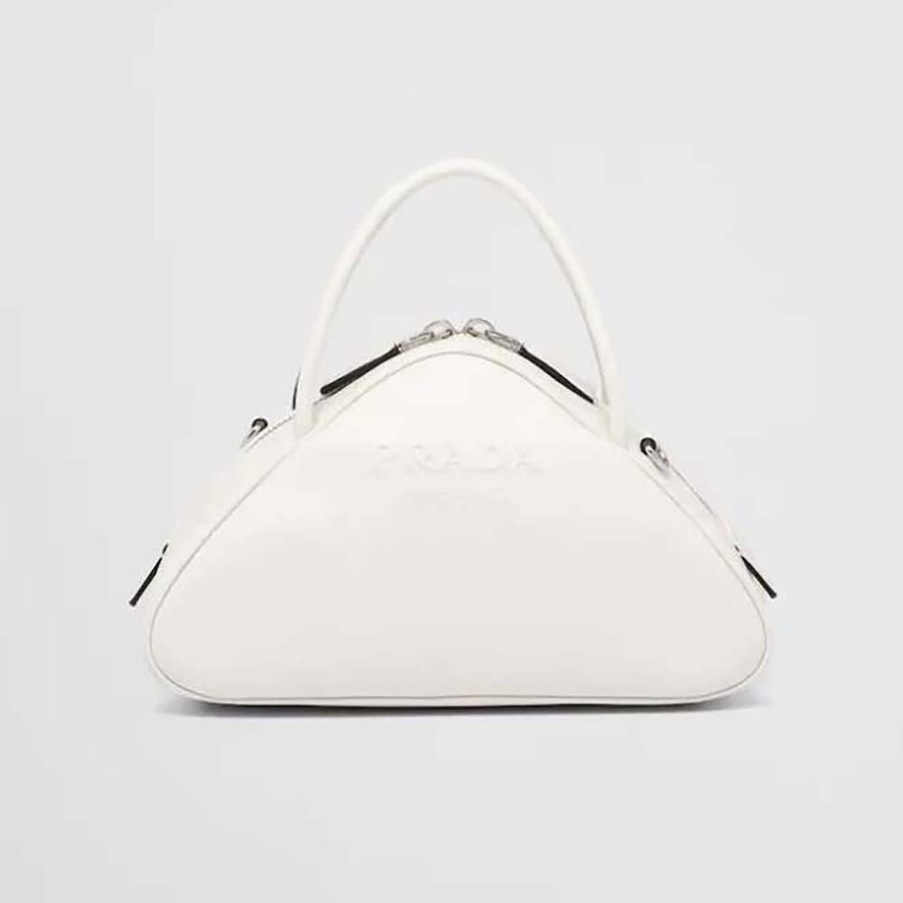 Prada Women Leather Prada Triangle Bag-White
