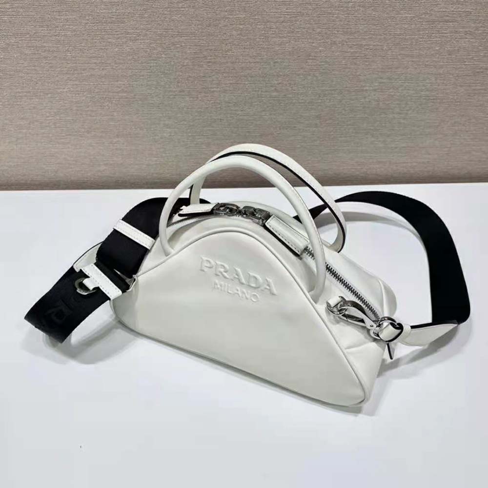 Prada Women Leather Prada Triangle Bag-White