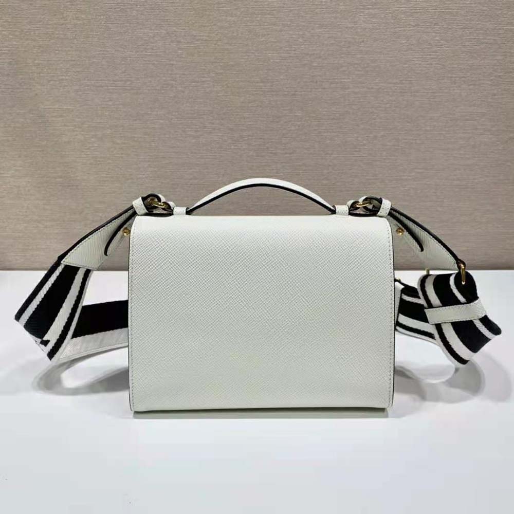Prada Women Monochrome Saffiano and Leather Bag-White 5 Prada Women Monochrome Saffiano and Leather Bag-White - Image 5