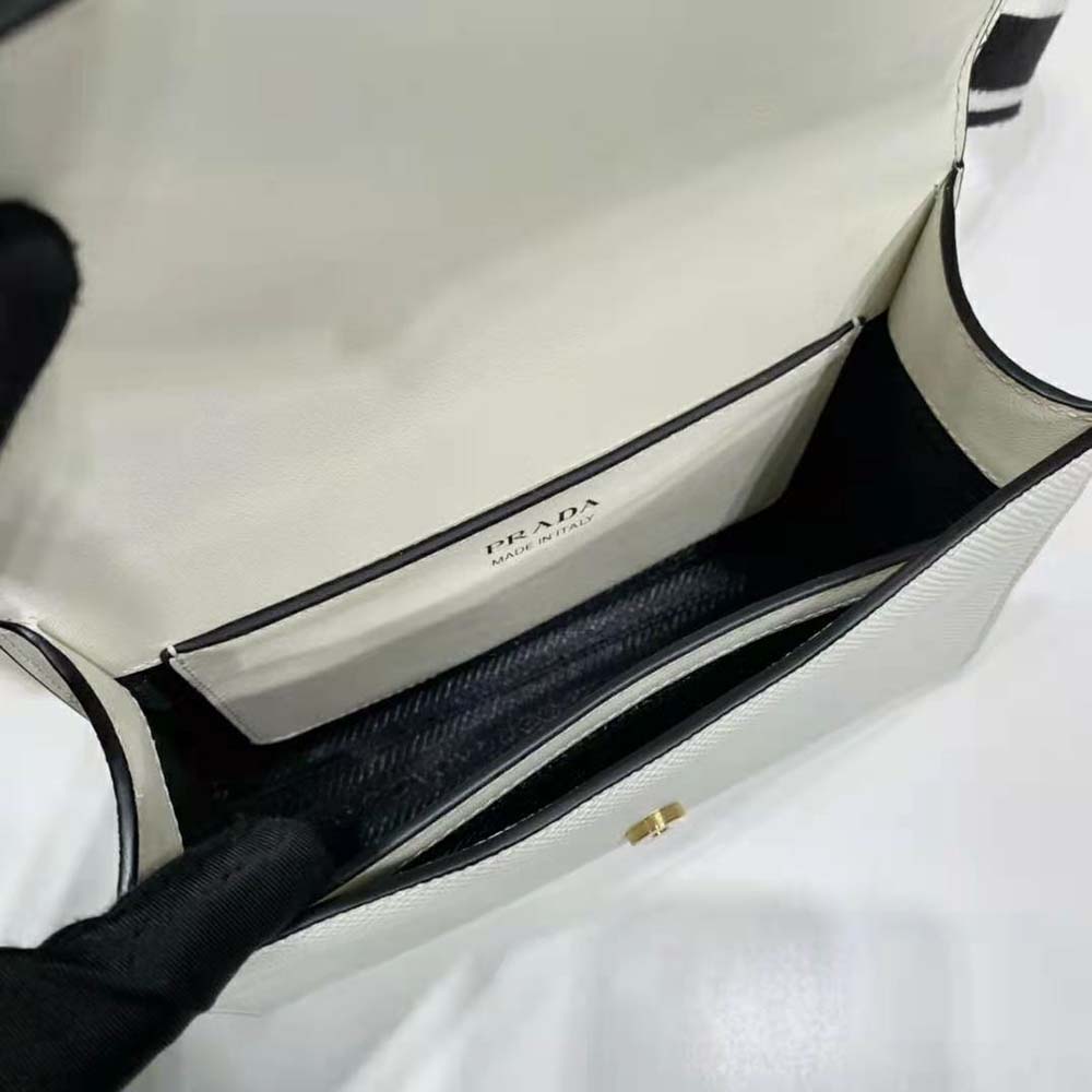 Prada Women Monochrome Saffiano and Leather Bag-White 8 Prada Women Monochrome Saffiano and Leather Bag-White - Image 8