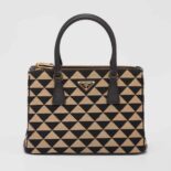 Prada Women Small Prada Galleria Jacquard Fabric Bag-Brown