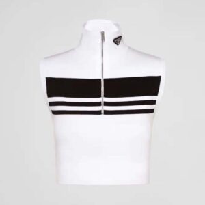 Prada Women Viscose and Cotton Crop Top-White