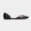 Roger Vivier Women Trompette Dorsay Metal Buckle Ballerinas in Patent Leather-Black