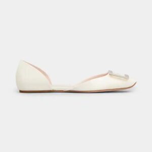 Roger Vivier Women Trompette Dorsay Metal Buckle Ballerinas in Patent Leather-Black
