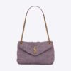 Saint Laurent YSL Women Puffer Small Bag in Denim and Smooth Leather