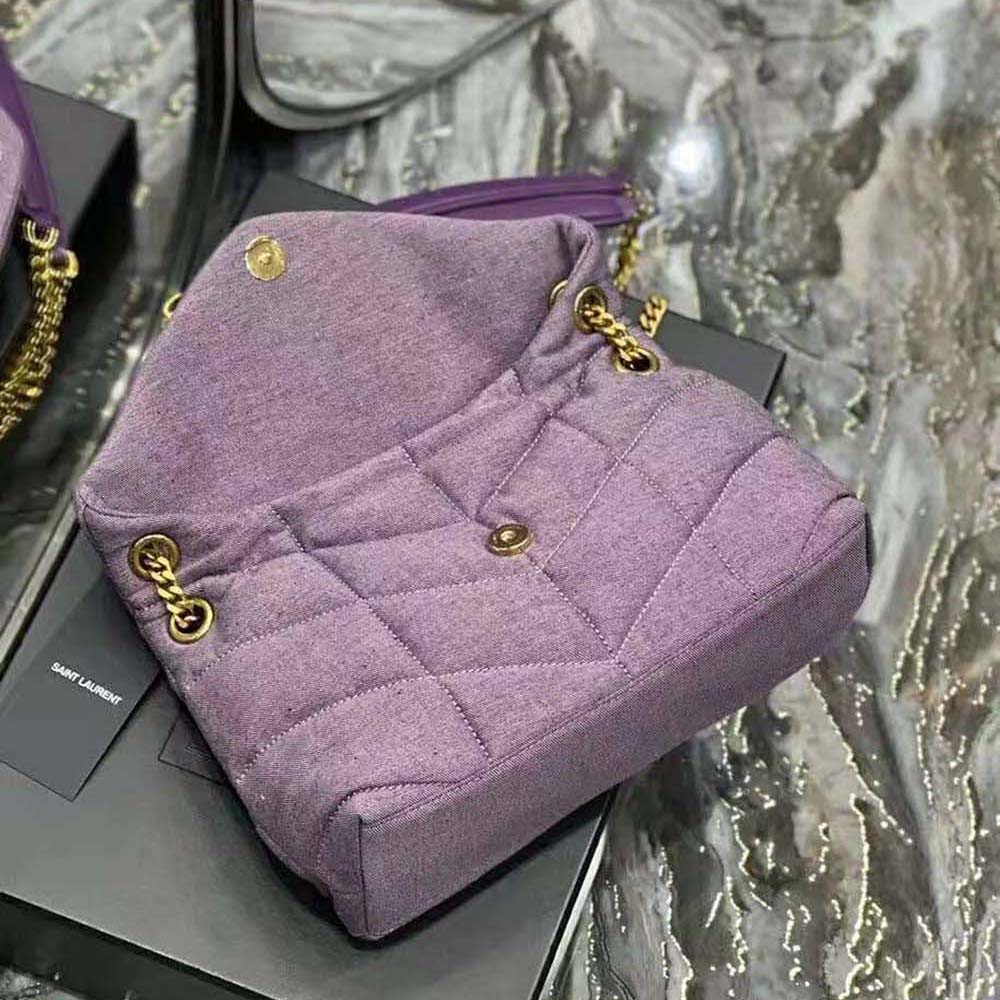 Sell Saint Laurent Small Puffer Envelope Pouch in Bleached Lilac Denim x  Smooth Leather with Bronze Hardware - Purple