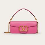 Valentino Women Vlogo Signature Calfskin Shoulder Bag-Pink