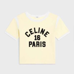 CELINE PARIS T-SHIRT IN COTTON JERSEY - OFF WHITE / NAVY / BLACK