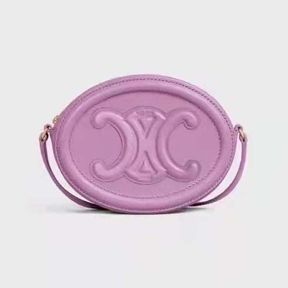 Celine Women Crossbody Oval Purse Cuir Triomphe in Smooth CalfskinPurple