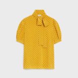 Celine Women Lavalliere Blouse in Crepe De Chine-Yellow