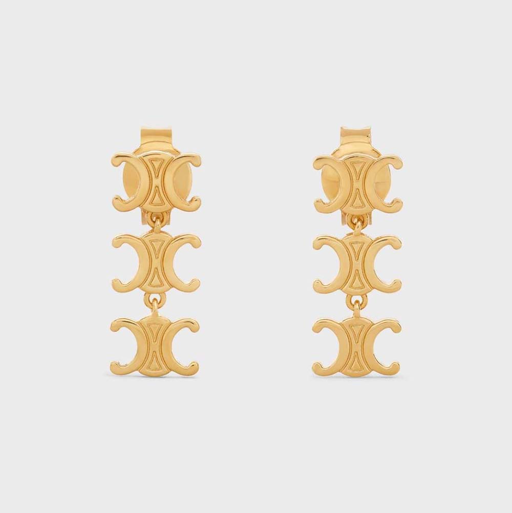 Celine 2000s Gold Triomphe Earrings · INTO