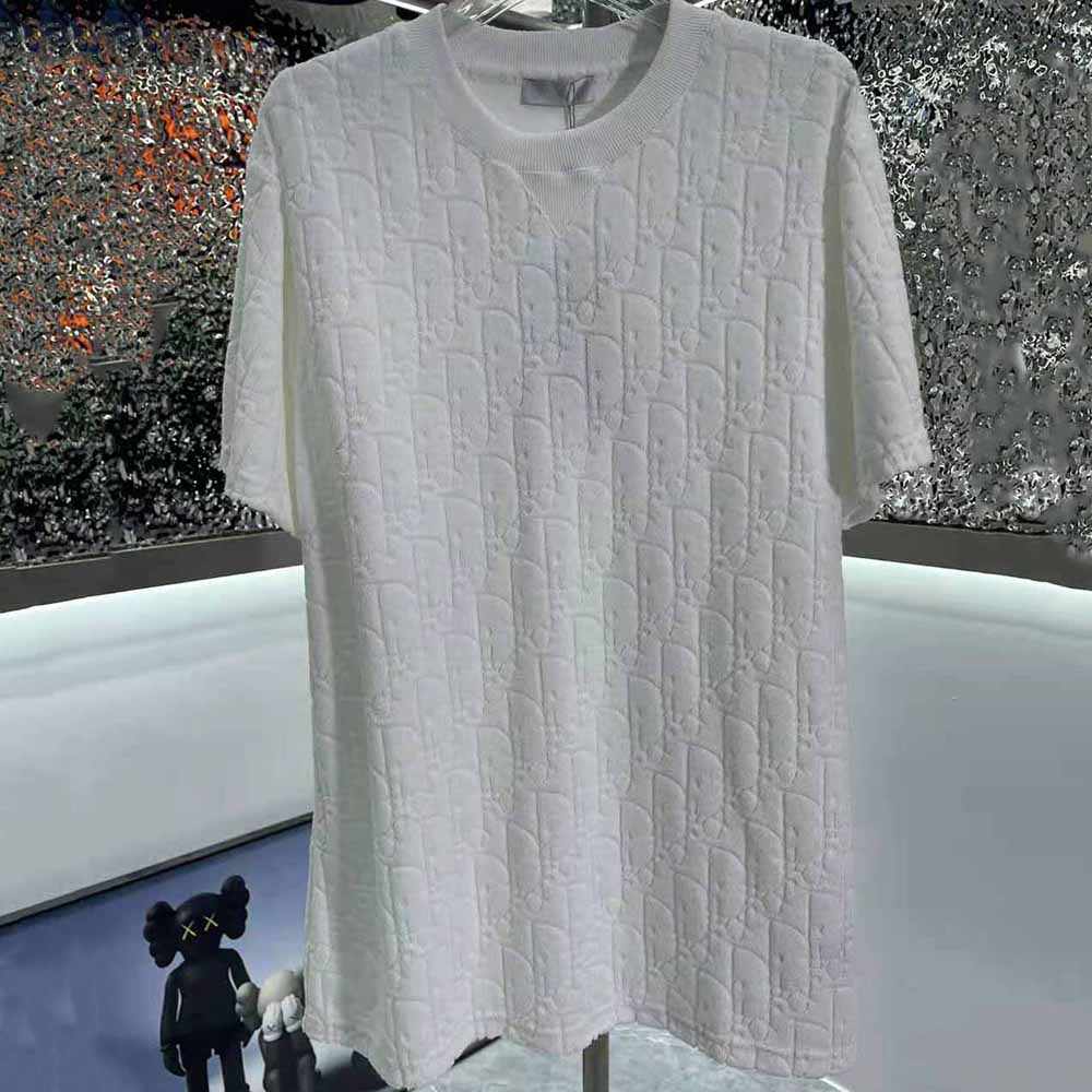 Dior Oblique Relaxed-fit T-Shirt Off-White Terry Cotton Jacquard - Size XL - Men