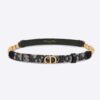 Dior Women Caro Belt Blue Dior Oblique Jacquard with Shiny Gold-Finish Metal 15 MM
