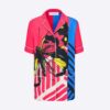 Dior Women Chez Moi Short-Sleeved Shirt Bright Pink and Fluorescent Blue D-Jungle Pop Silk Twill 11 Dior Women Chez Moi Short-Sleeved Shirt Bright Pink and Fluorescent Blue D-Jungle Pop Silk Twill