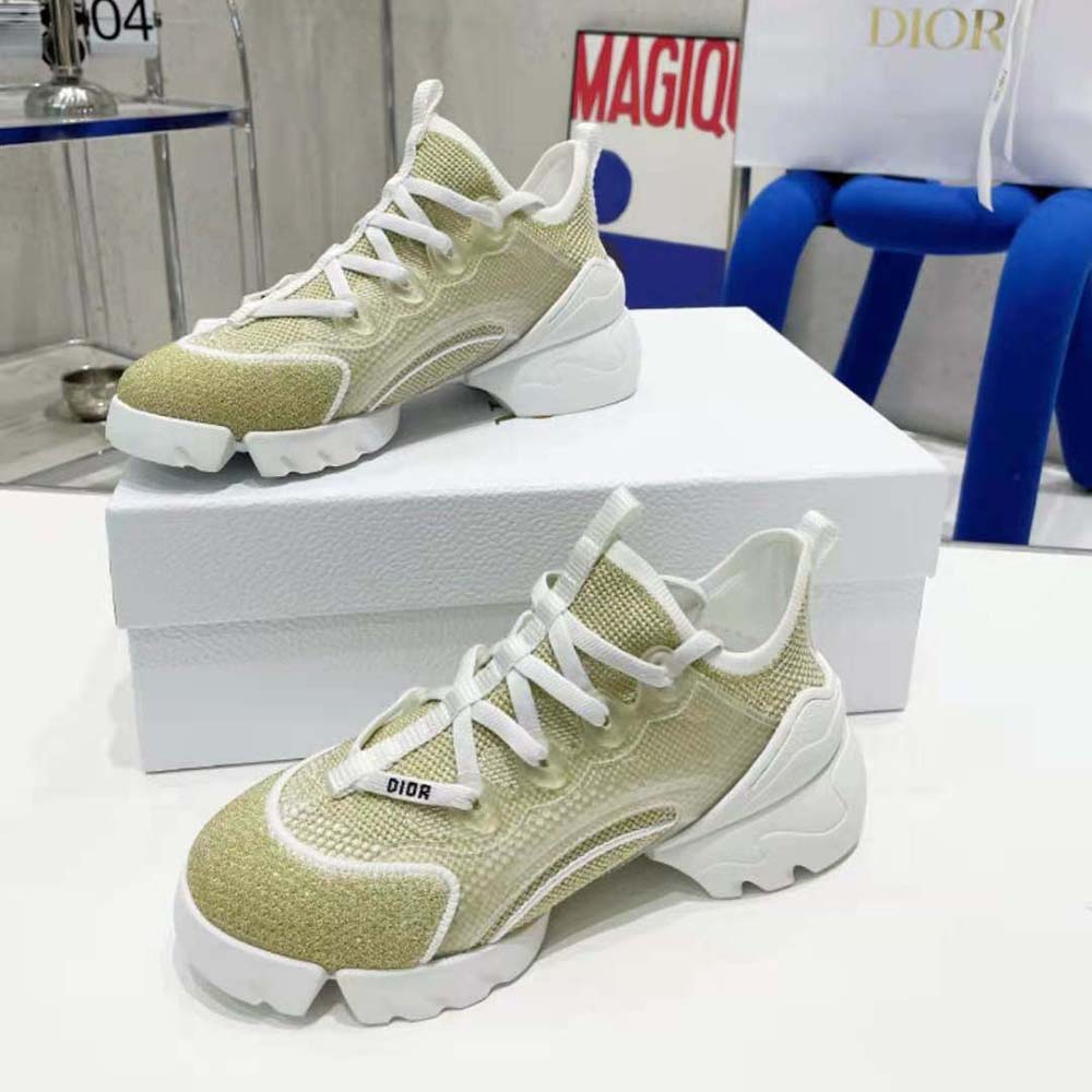 Dior D-Connect Gold-Tone Laminated Mesh High Top Sneakers - Sneak