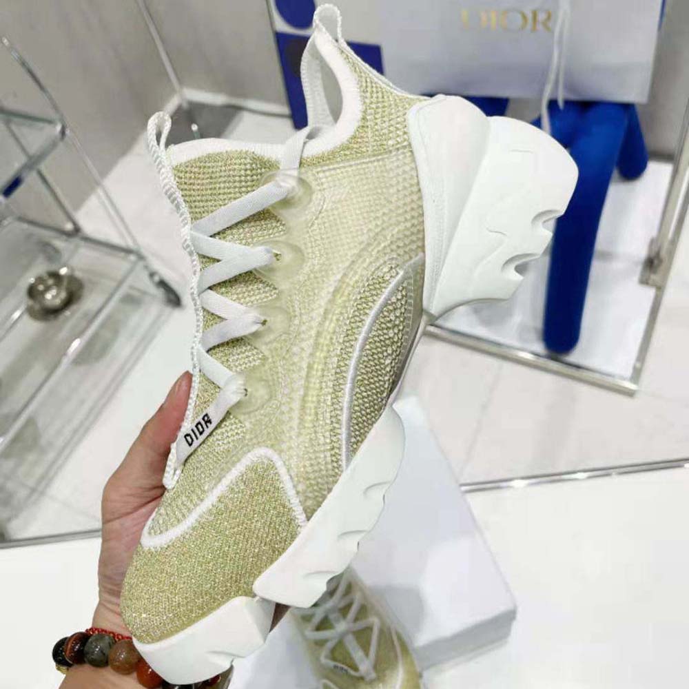 Dior Women D-Connect Sneaker Gold-Tone Laminated Mesh