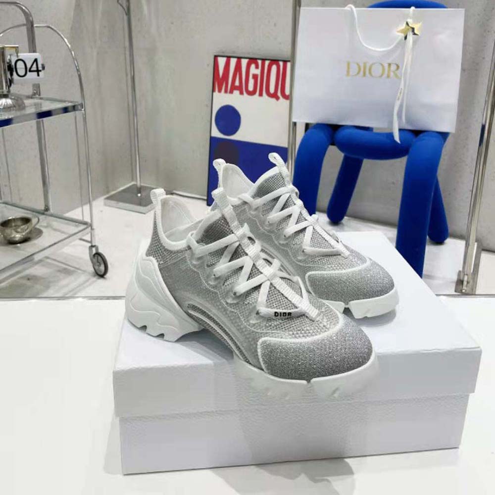 Dior Silver D Connect Sneakers Sz 40