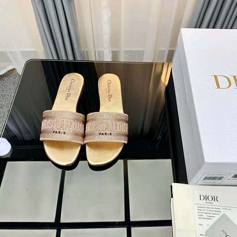 dior dway slides gold