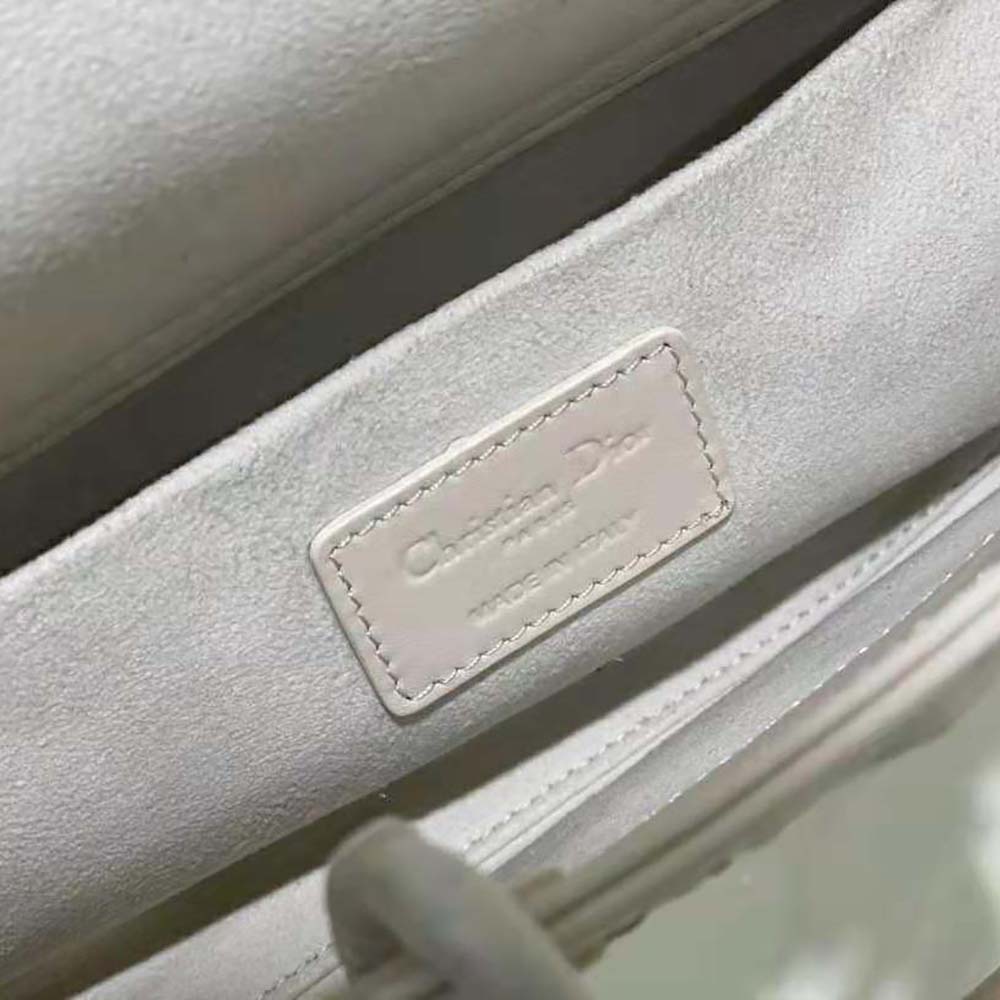 Medium Lady D-Joy Bag Latte Cannage Calfskin with Diamond Motif