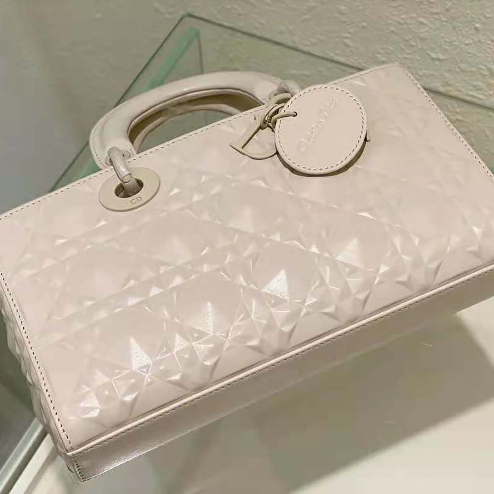 Dior Women Lady D-Joy Bag Latte Cannage Calfskin with Diamond Motif 5 Dior Women Lady D-Joy Bag Latte Cannage Calfskin with Diamond Motif - Image 5