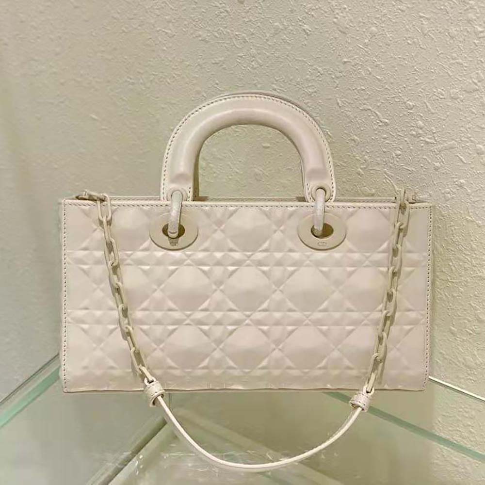 Dior Women Lady D-Joy Bag Latte Cannage Calfskin with Diamond Motif 3 Dior Women Lady D-Joy Bag Latte Cannage Calfskin with Diamond Motif - Image 3