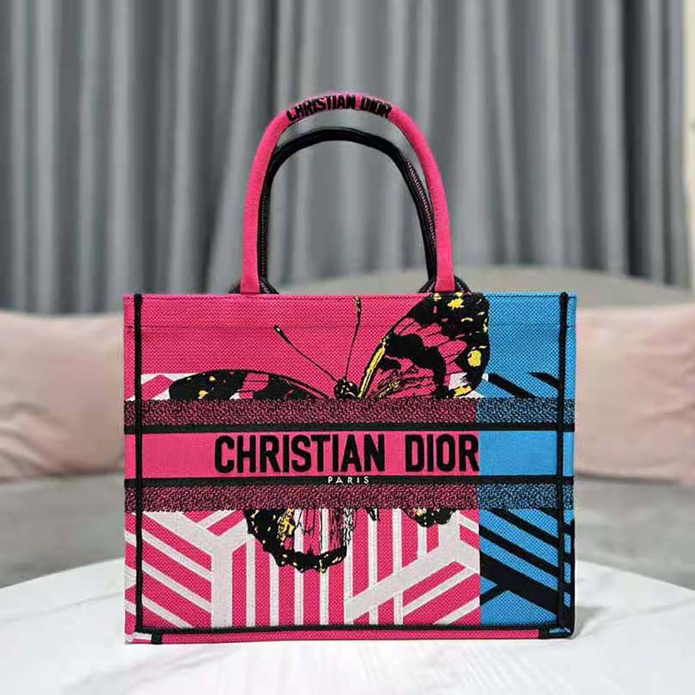 Christian Dior Butterfly Book Canvas Tote bag in Pink