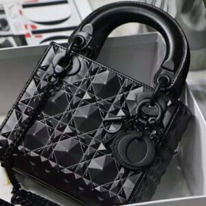 Dior Mini Lady Dior Bag Black Patent Cannage Calfskin - Women