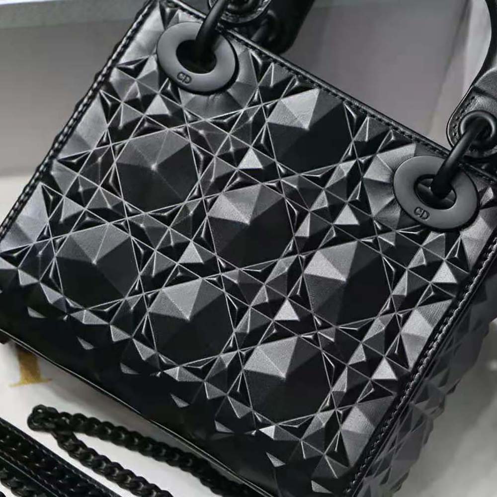 Dior - Mini Lady Dior Bag Black Cannage Calfskin with Diamond Motif - Women