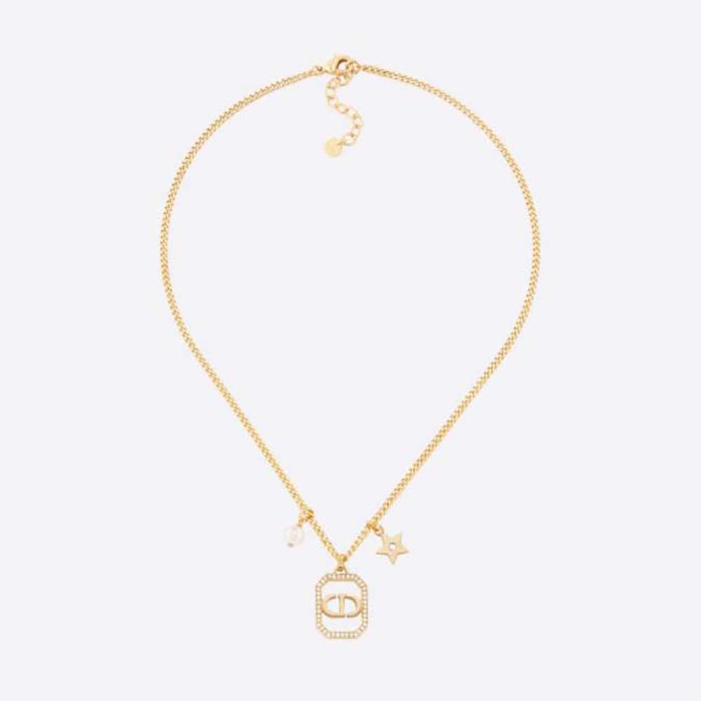 Dior Women Petit CD Necklace Gold-Finish Metal with a White Resin Pearl ...