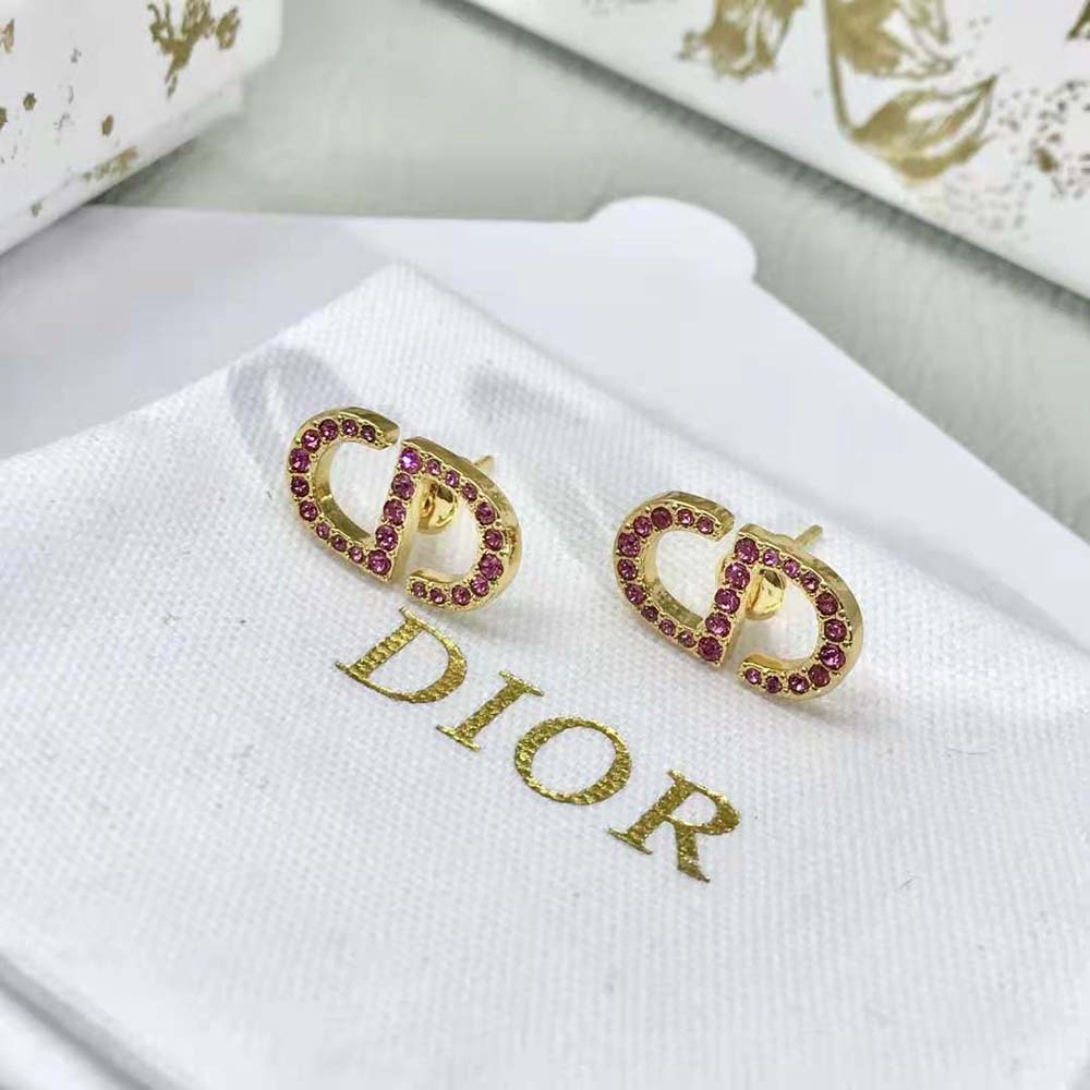 Christian Dior Dior PETIT CD Stud Earrings E1742 Gold Ladies