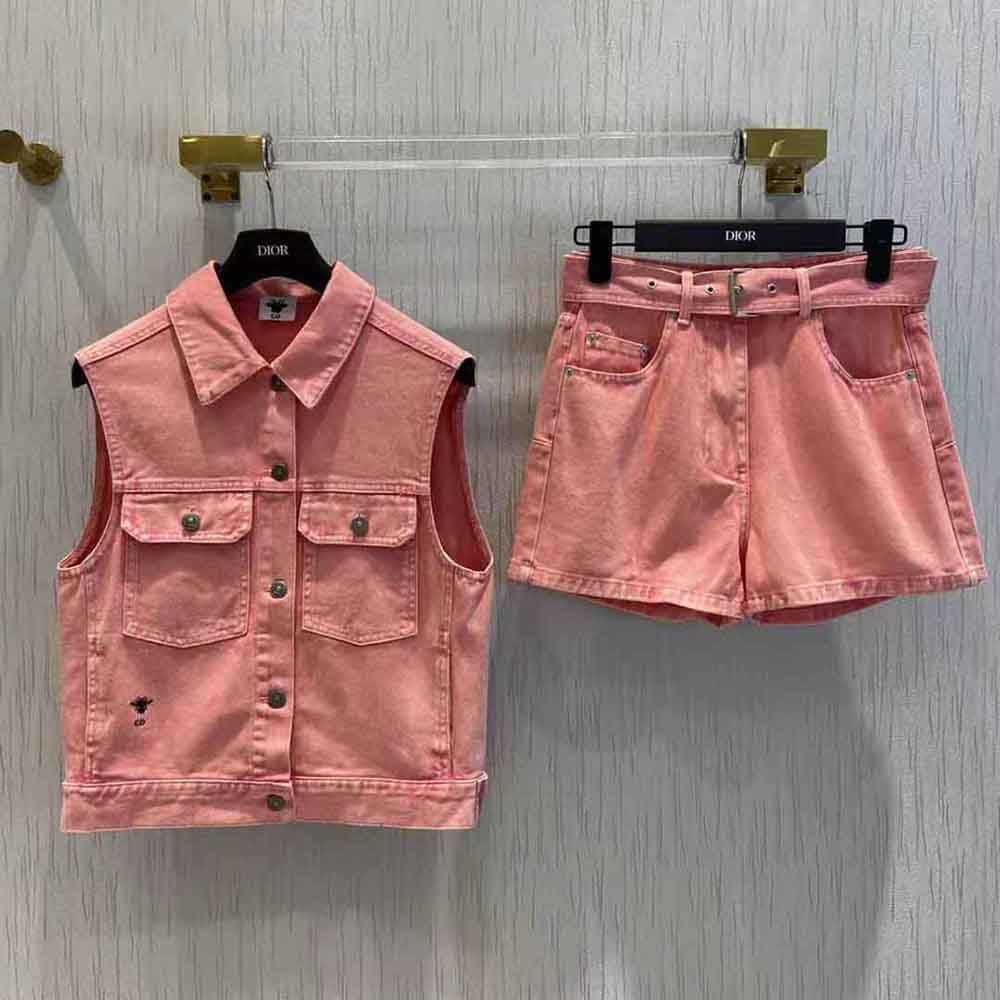 Dior Women Shorts Pink Cotton Denim 2 Dior Women Shorts Pink Cotton Denim - Image 2