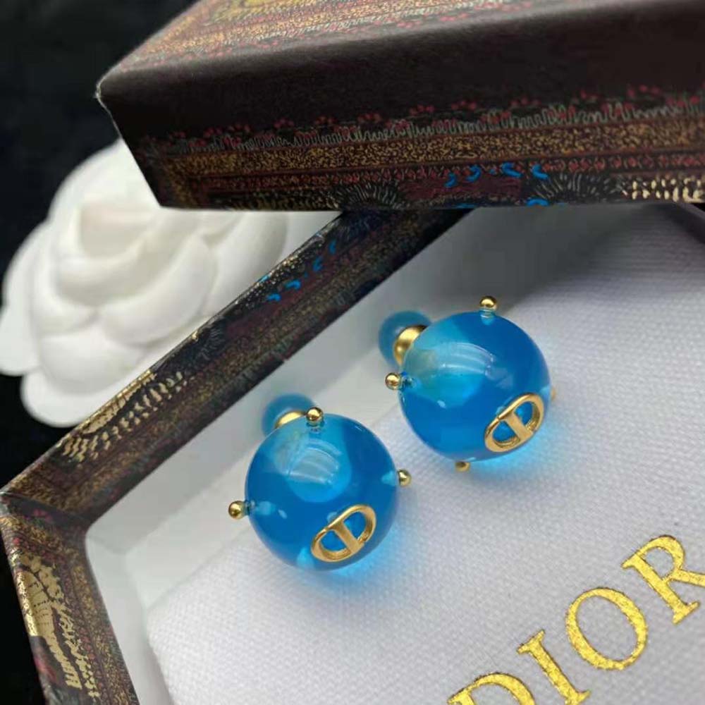 Dior Tribales Earrings Matte Gold-Finish Metal and White Resin Pearls