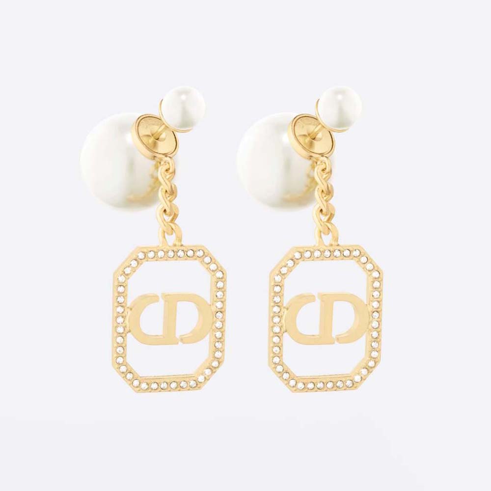 Dior Women Tribales Earrings Gold-Finish Metal with White Resin Pearls 1 Dior Women Tribales Earrings Gold-Finish Metal with White Resin Pearls
