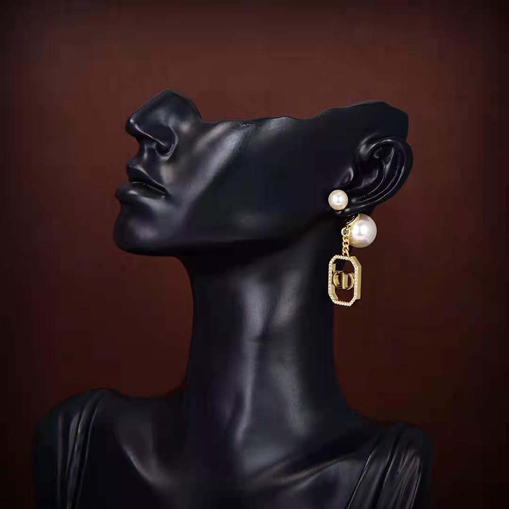Dior Women Tribales Earrings Gold-Finish Metal with White Resin Pearls 7 Dior Women Tribales Earrings Gold-Finish Metal with White Resin Pearls - Image 7